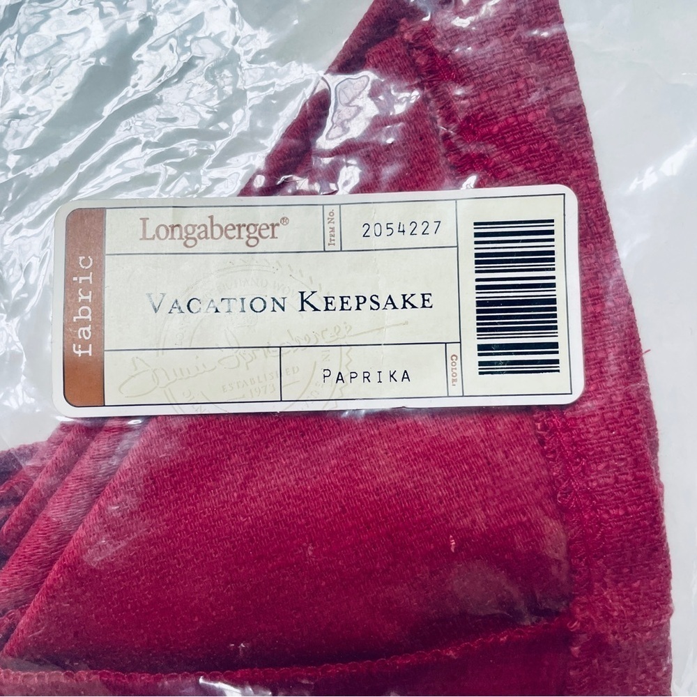 Longaberger Vacation Keepsake Fabric Basket Liner Paprika Red
